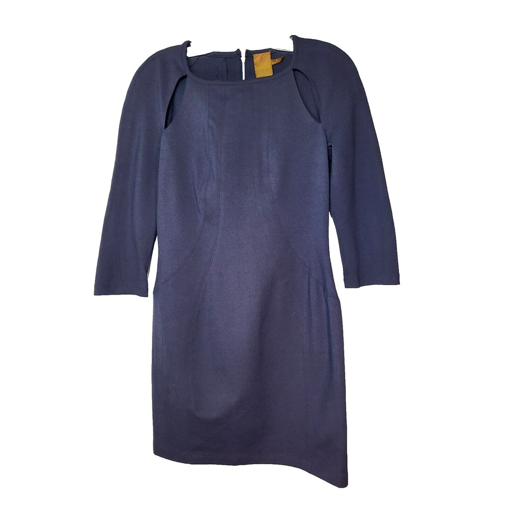Ali Ra Navy Blue Knit Bodycon Cut Out‎ Stretch Short Sleeve Dress Size 8